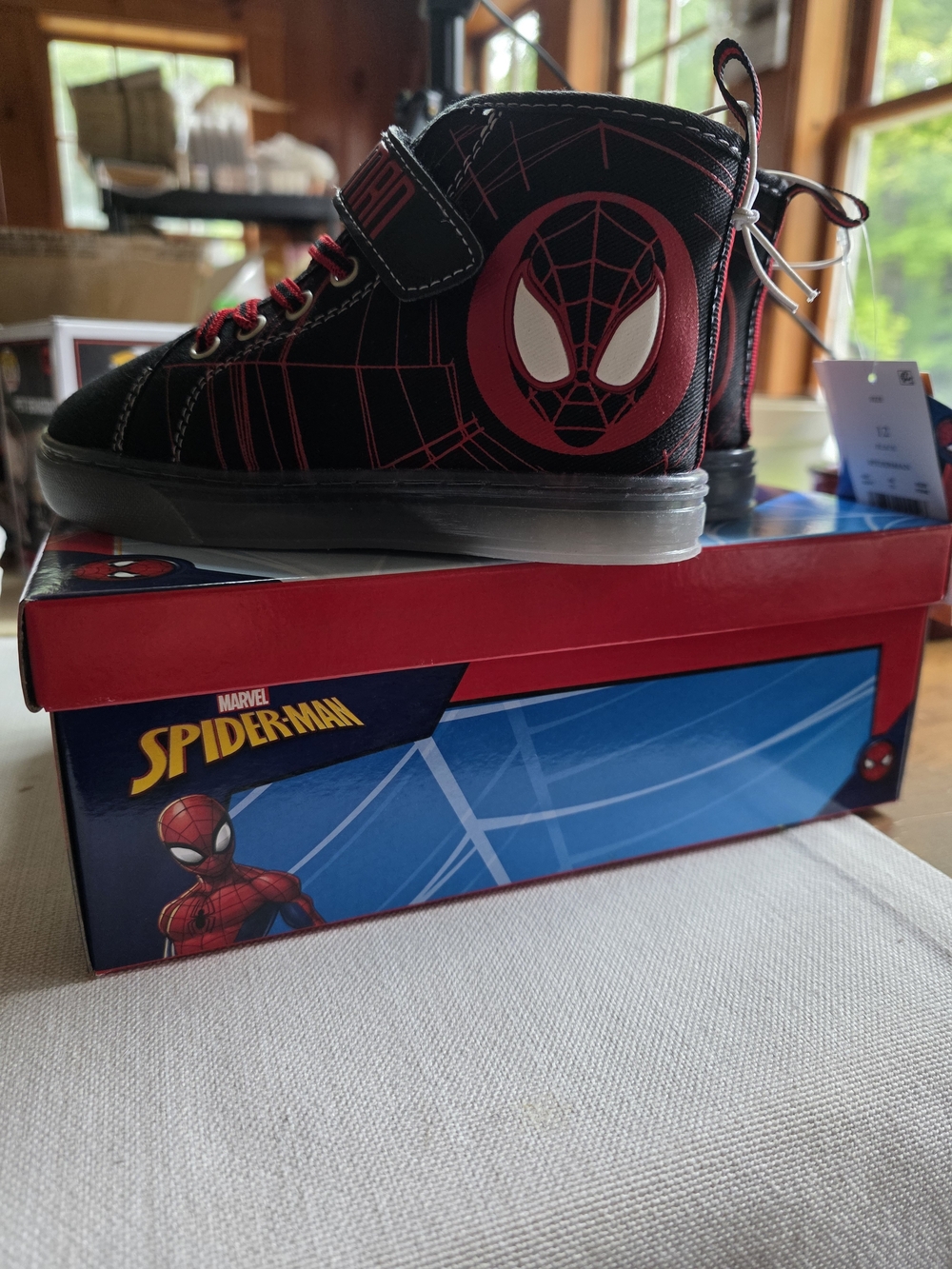 Marvel Kids Spider-Man High-Top Sneakers in Black & Red